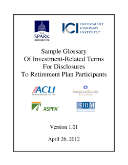 Sample Glossary of Investment-Related Terms for Disclosures to