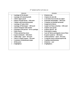 4TH GRADE SUPPLY LIST 2013-14 ENGLISH SPANISH 1 package