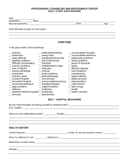 Adult Questionnaire - Professional Counseling and Biofeedback