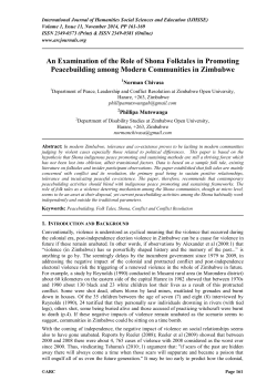 An Examination of the Role of Shona Folktales in