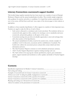 Literary Connections coursework support booklet Contents