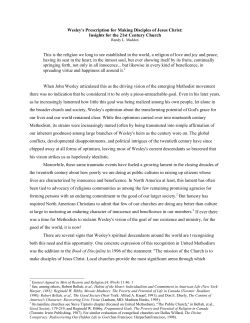 Wesley`s Prescription for Making Disciples of Jesus