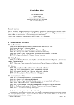Curriculum Vitae - Center for Space and Habitability