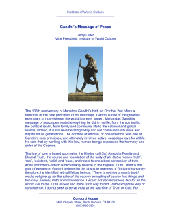 Gandhi`s Message of Peace - Institute of World Culture