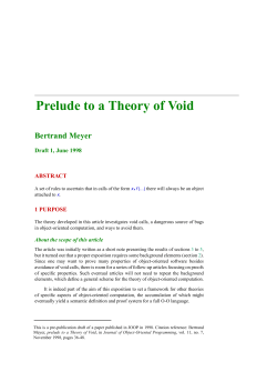 Prelude to a Theory of Void - Chair of Software Engineering