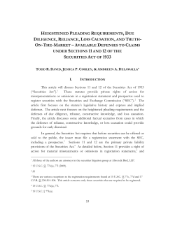 heightened pleading requirements, due diligence, reliance, loss