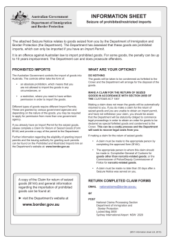 Information Sheet - seizure of prohibited/restricted Imports