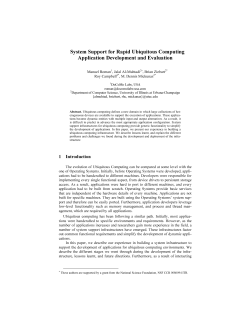 System Support for Rapid Ubiquitous Computing Application
