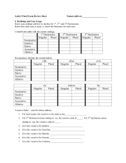 Latin I Final Exam Review Sheet