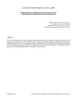 Morphological awareness in the context of the Programme de