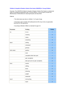 Children`s Hospital of Eastern Ontario Pain Scale