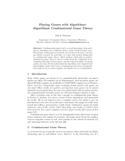 Playing Games with Algorithms Algorithmic Combinatorial Game