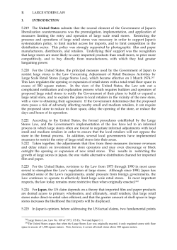 B. LARGE STORES LAW 1. INTRODUCTION 5.219 The United