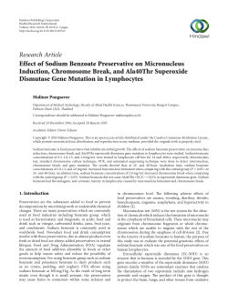 Effect of Sodium Benzoate Preservative on Micronucleus Induction