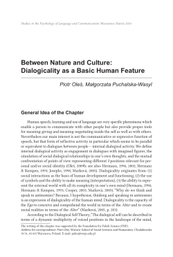 Between Nature and Culture: Dialogicality as a Basic Human Feature