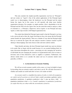 Lecture Note 1: Agency Theory
