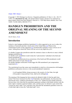 handgun prohibition and the original meaning
