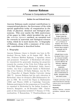 Aneesur Rahman - Indian Academy of Sciences