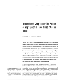 the politics of segregation in three mixed cities in israel