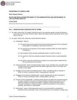 Code of Colorado Regulations - Colorado Secretary of State