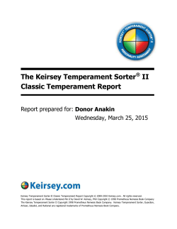 The Keirsey Temperament Sorter&reg; II Classic Temperament Report