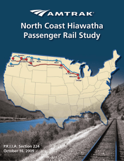 P.R.I.I.A. Section 224 - North Coast Hiawatha Passenger Rail Study
