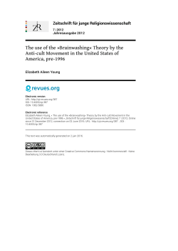 The use of the &raquo;Brainwashing&laquo; Theory by the Anti