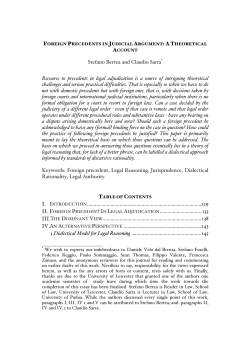 Stefano Bertea and Claudio Sarra* Recourse to precedents in legal