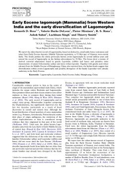 Early Eocene lagomorph (Mammalia) from Western India and the