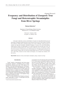 Frequency and Distribution of Zoosporic True Fungi and