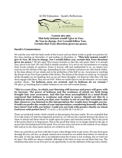 ACIM Edmonton - Sarah`s Reflections