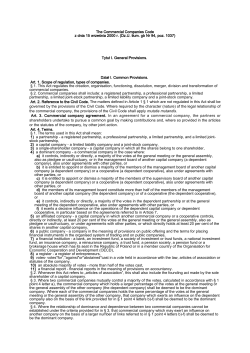The Commercial Companies Code z dnia 15