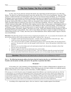 The New Nation: The War of 1812 DBQ