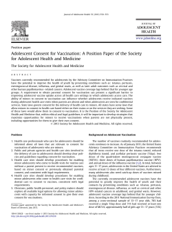 Adolescent Consent for Vaccination - Society for Adolescent Health