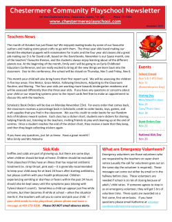 Chestermere Community Playschool Newsletter