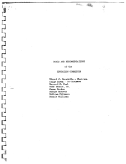 GOALS AND RECOMMENDATIONS of the EDUCATION