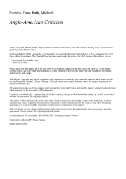 Anglo-American Criticism - University of Roehampton