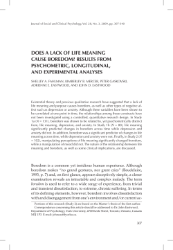 does a lack of life meaning cause boredom? results