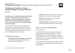 Creative Industries Strategy for Lewisham 2012-2015