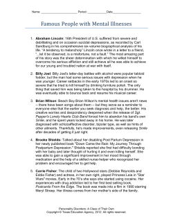 Famous People with Mental Illnesses