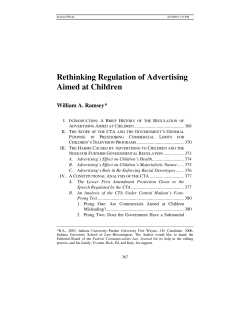 Rethinking Regulation of Advertising Aimed At Children