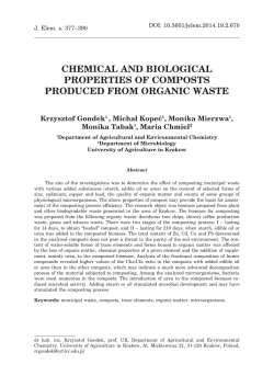 CHEMICAL AnD BIOLOGICAL PROPERTIES OF COMPOSTS