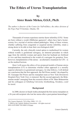 The Ethics of Uterus Transplantation
