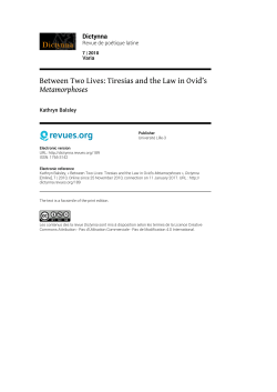 Between Two Lives: Tiresias and the Law in Ovid`s Metamorphoses