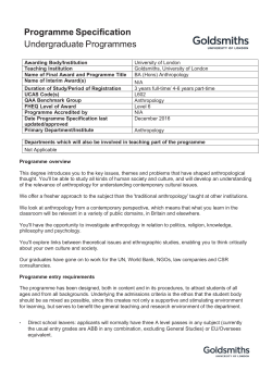 Programme Specification - Goldsmiths, University of London