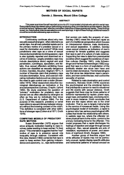 MOTIVES OF SOCIAL RAPISTS Dennis J. Stevens, Mount Olive