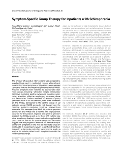 Symptom-Specific Group Therapy for Inpatients with Schizophrenia