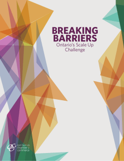 Breaking Barriers: Ontario`s Scale Up Challenge