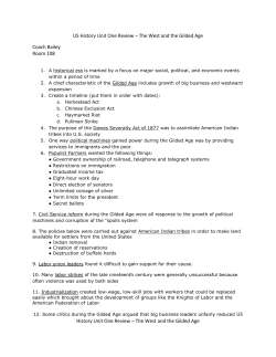 US History Unit One Review &ndash; The West and the Gilded Age Coach