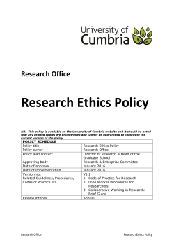 Ethics Policy - University of Cumbria